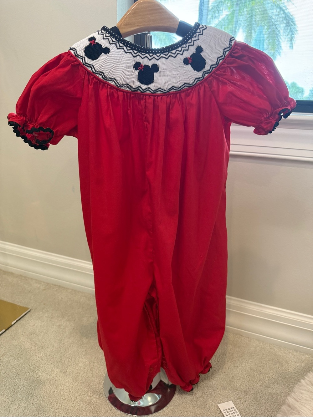StellyBelly Smocked Minnie Mouse Romper